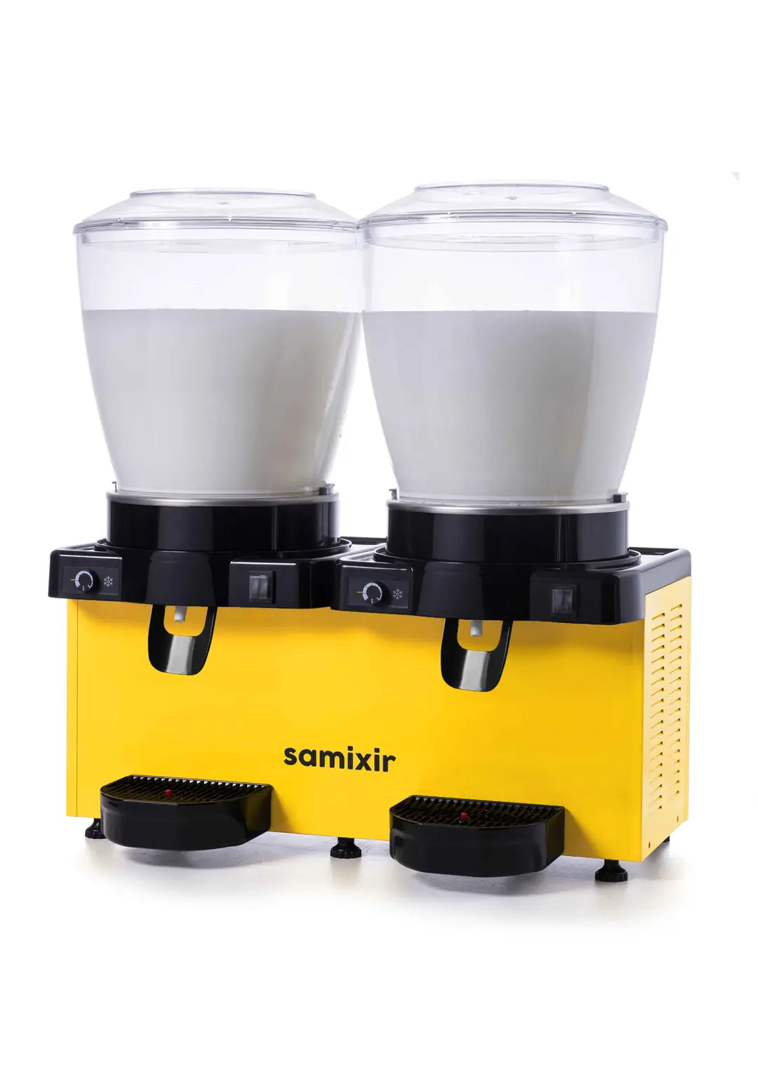 Samixir Panaromik Analog Twin Soğuk İçecek Dispenseri, 22+22 L, Karıştırıcılı, Sarı