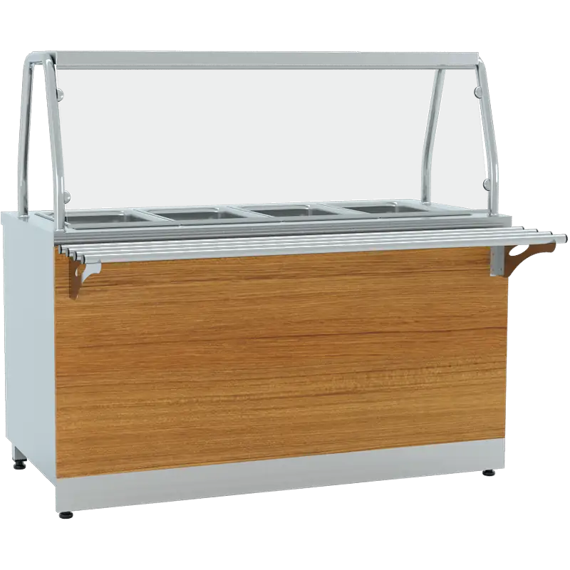 4 Küvet Uyumlu Tek Sıra Servis Raflı Ahşap Kaplamalı Benmari 150x70x85