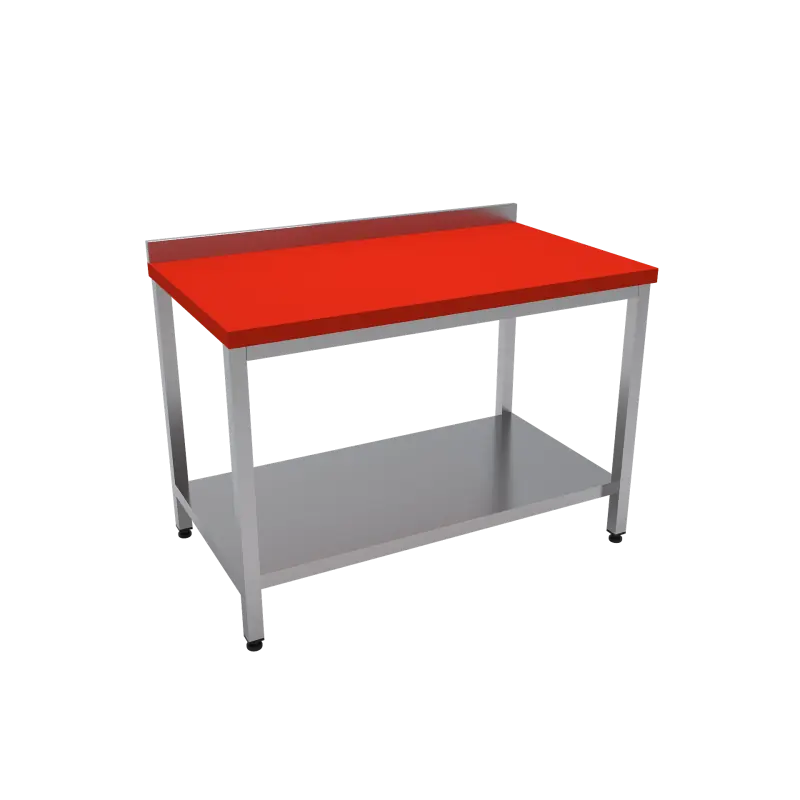 Çalışma Tezgahı Taban Raflı Polietilen Tablalı 140x70x85 CM Kırmızı