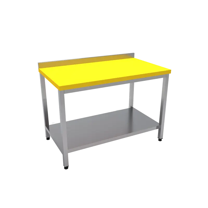Çalışma Tezgahı Taban Raflı Polietilen Tablalı 180x70x85 CM Sarı