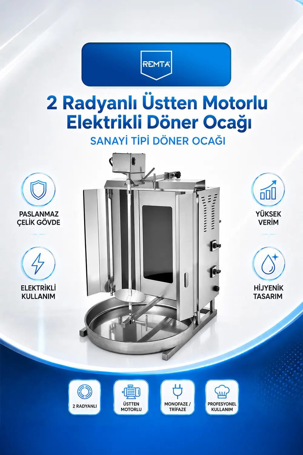 2 Radyanlı Üstten Motorlu Elektrikli Döner Ocağı