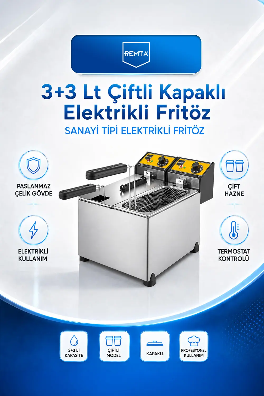 3+3 lt Elektrikli Fritöz