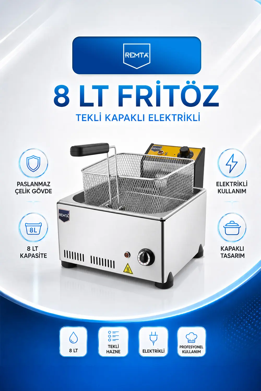 8 lt Elektrikli Fritöz