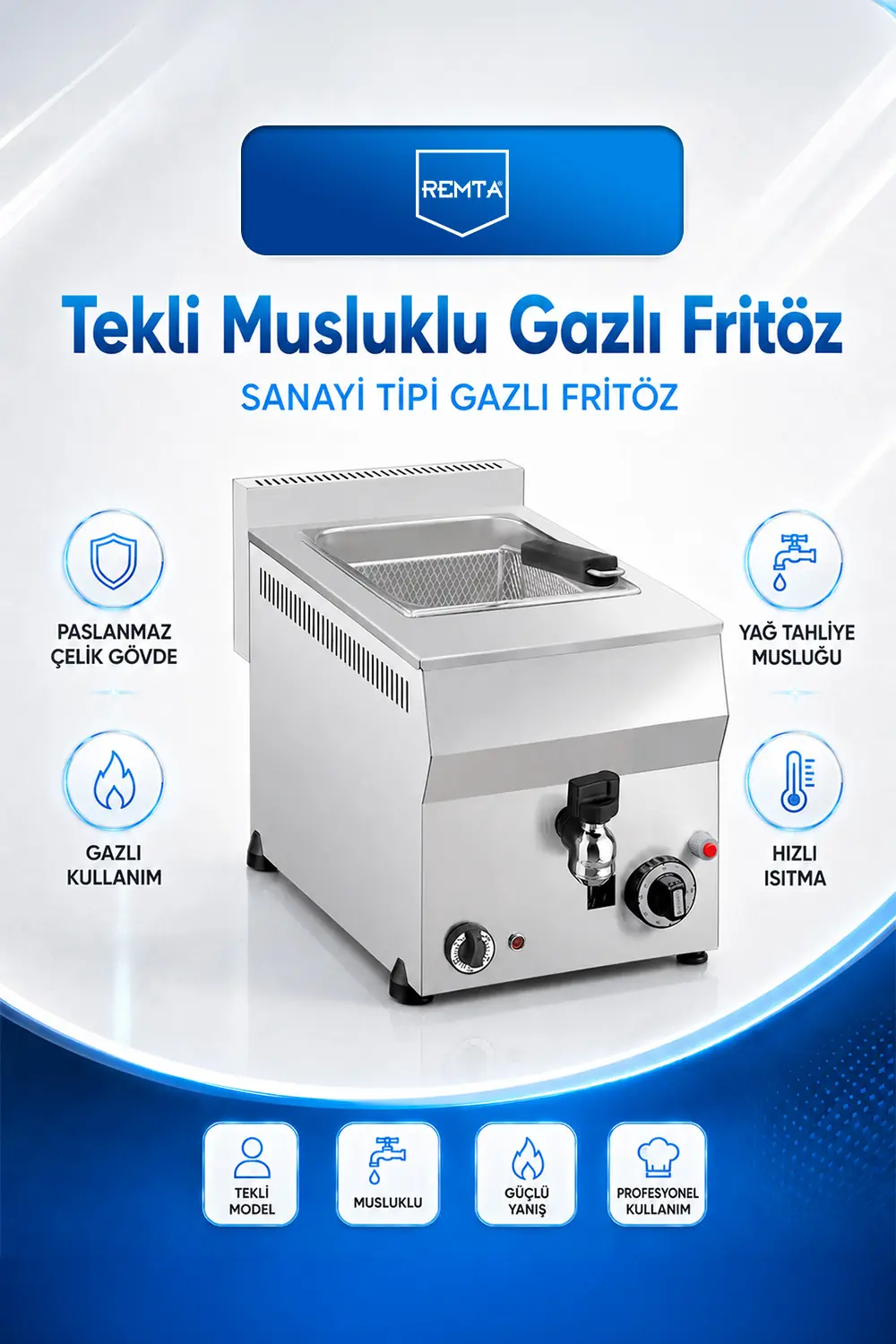 8 lt Gazlı Musluklu Fritöz