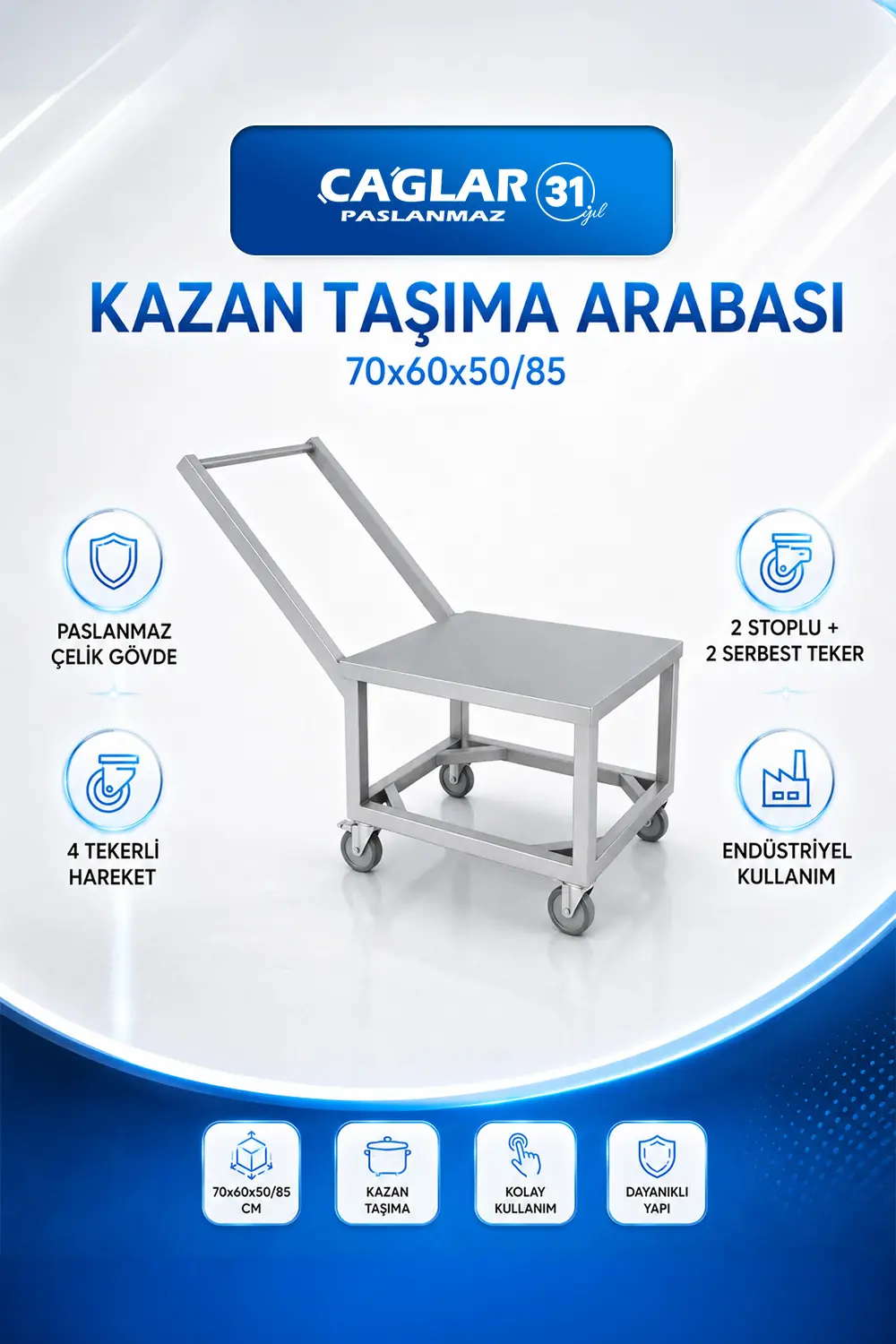Kazan Taşıma Arabası 70x60x50/85