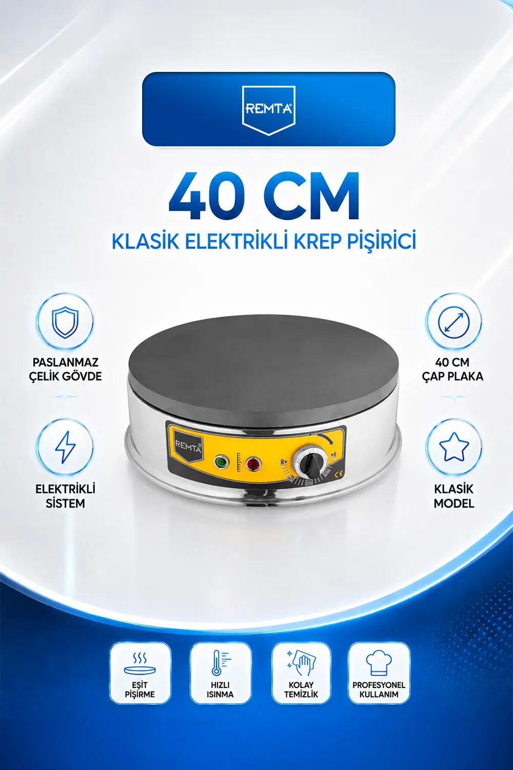 Klasik Model Krep Pişirici Elektrikli 40 cm Çap