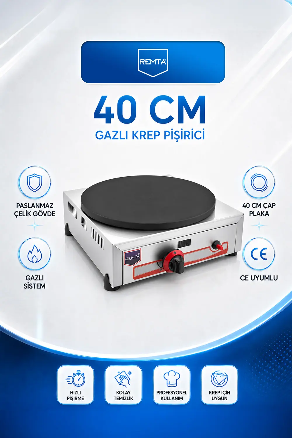 Krep Pişirici Gazlı CE 40 cm Çap