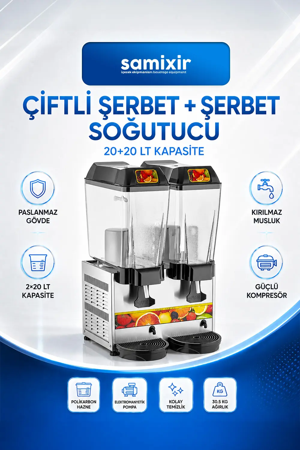 Çiftli Şerbet Soğutucu 20+20 lt