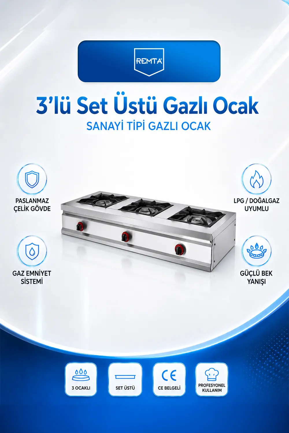 OCAKLAR - 3 lü Set Üstü Gazlı CE