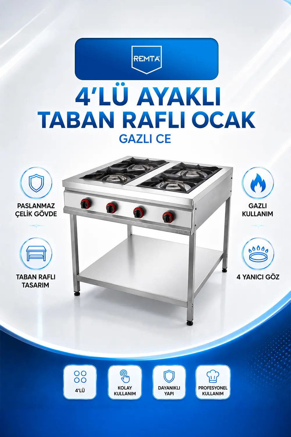 OCAKLAR - 4 lü Ayaklı Taban Raflı Gazlı CE