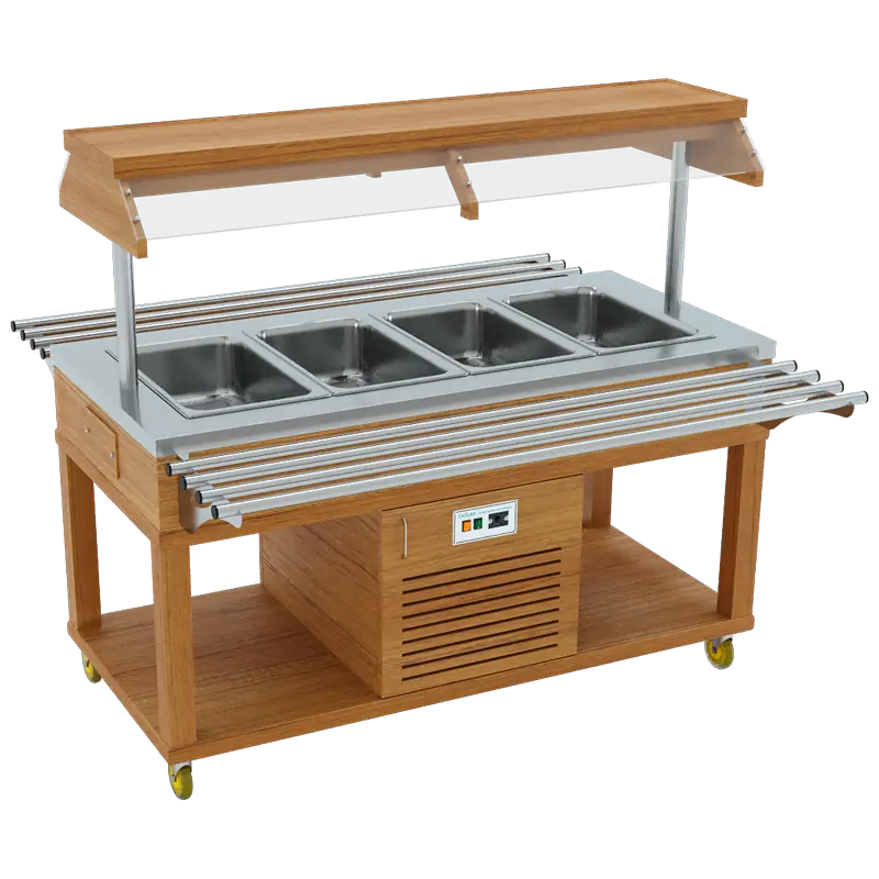 Ahşap Gövdeli Salatbar Ünitesi 150x70x85/145 CM
