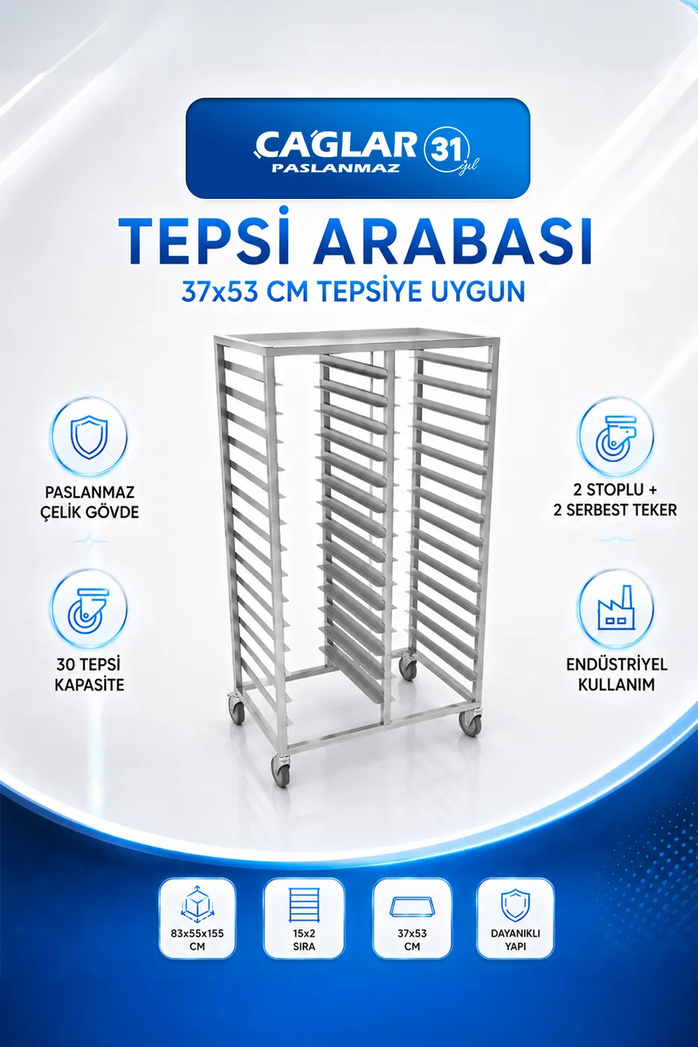 Tepsi Arabası 37x53 Cm Tepsiye Göre 83x55x155 CM