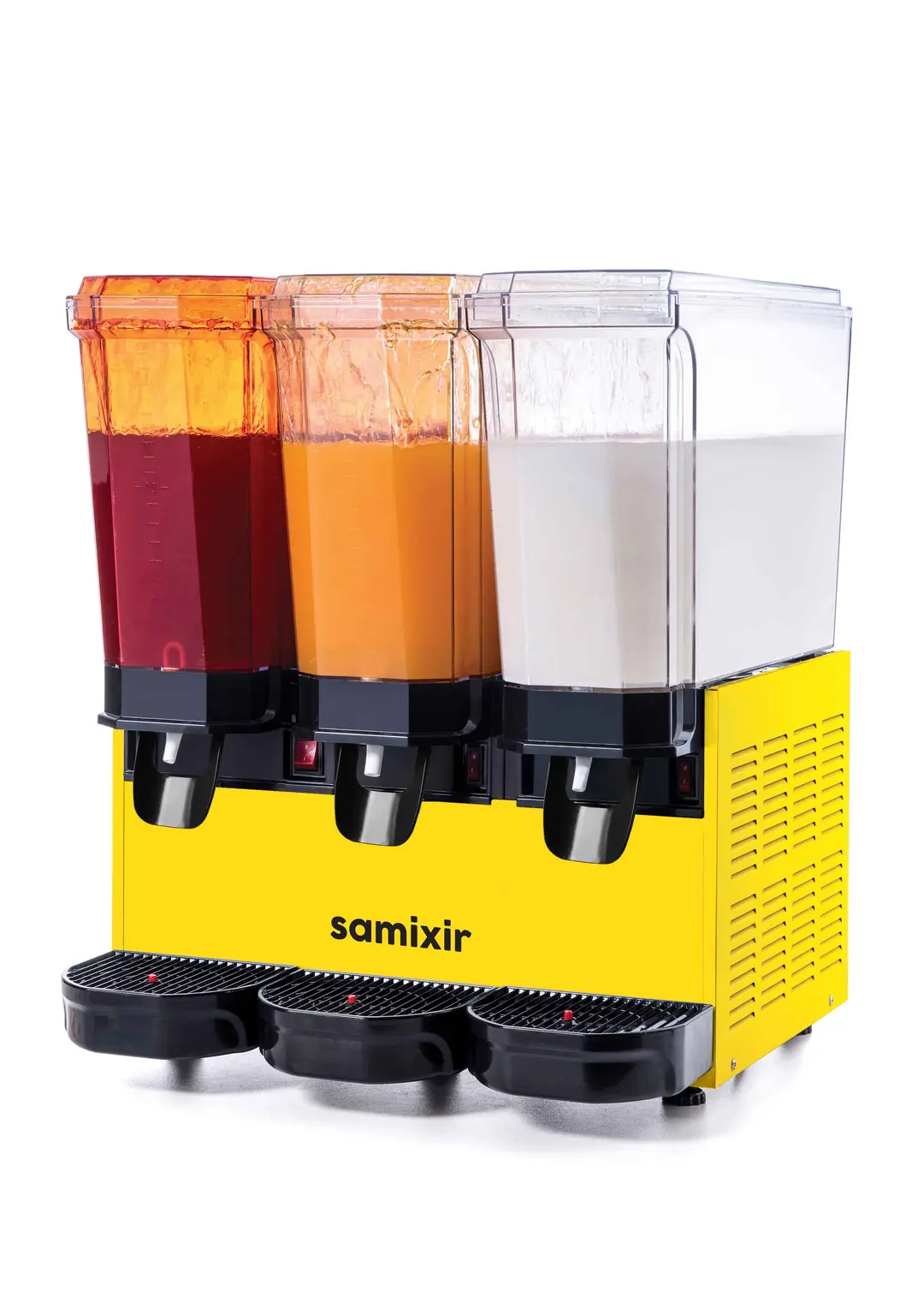 Samixir Triple Klasik Fıskiyeli Karıştırıcılı ve Karıştırıcılı Soğuk İçecek Dispenseri (20+20+20 Lt) Sarı