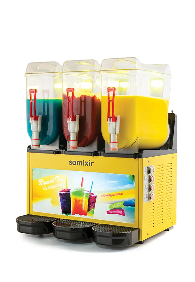 Samixir Allure Triple Ice Slush Granita Milkshake ve Soğuk Meyve Suyu Dispenseri (12+12+12 Lt) Sarı