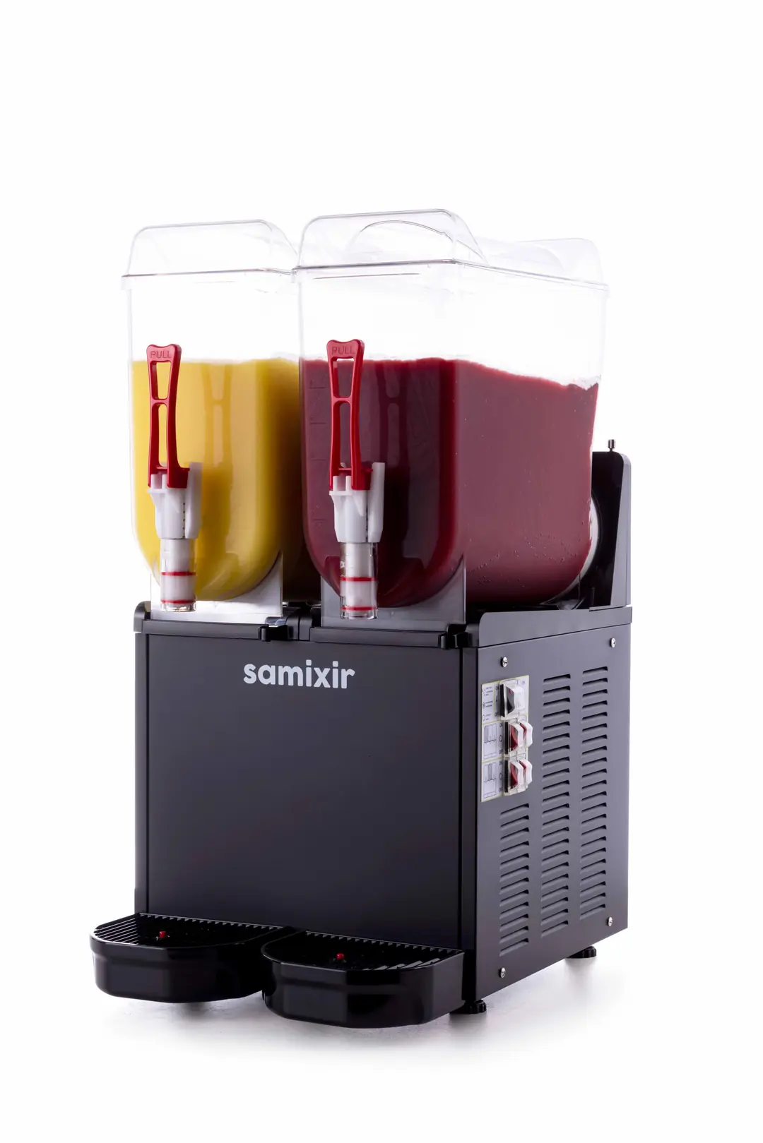 Samixir Twin Ice Slush Granita Milkshake ve Soğuk Meyve Suyu Dispenseri (12+12 Lt) Siyah