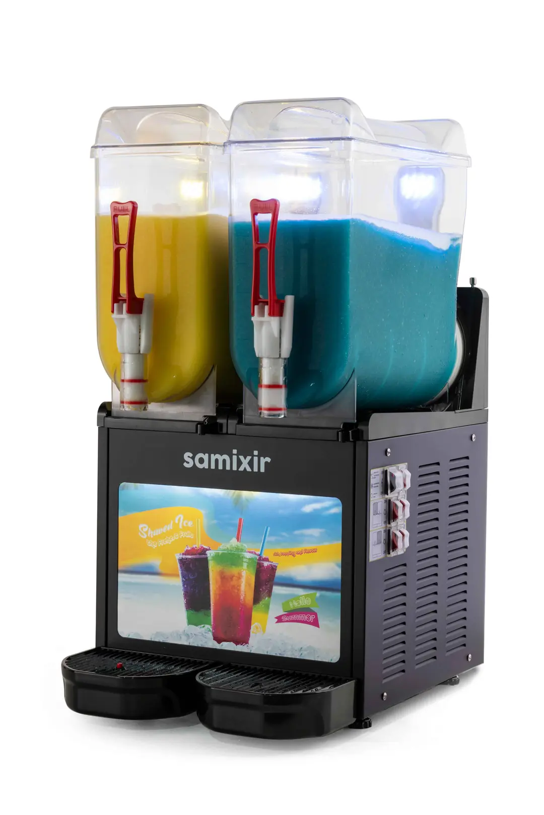 Samixir Allure Twin Ice Slush Granita Milkshake ve Soğuk Meyve Suyu Dispenseri (12+12 Lt) Siyah