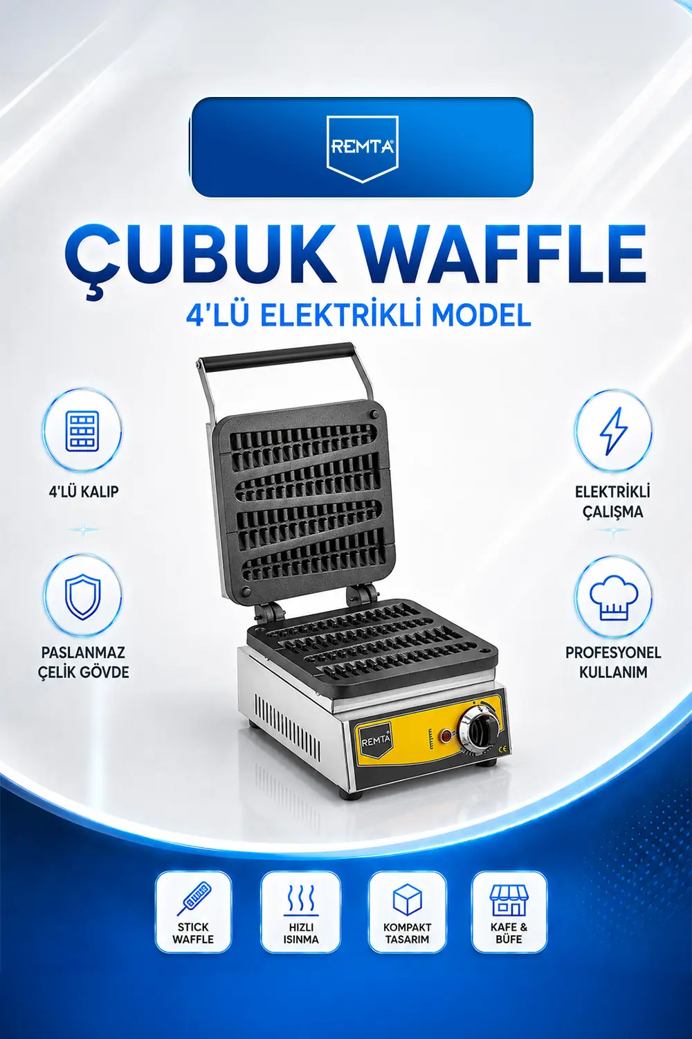 Çubuk Waffle Makinesi Elektrikli 4'lü