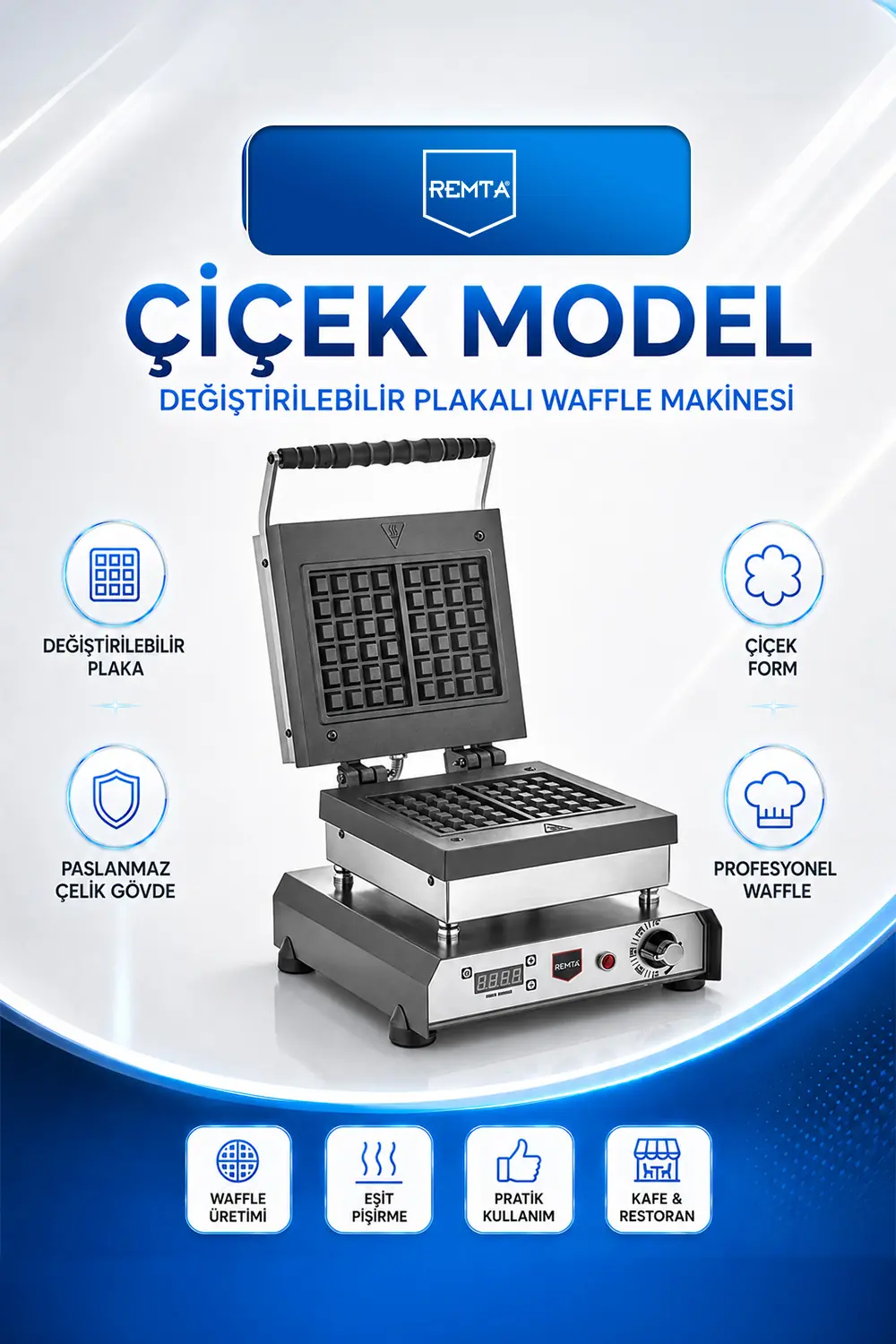 WAFFLE MAKİNASI - Değiştirilebilir Plakalı Çiçek Model